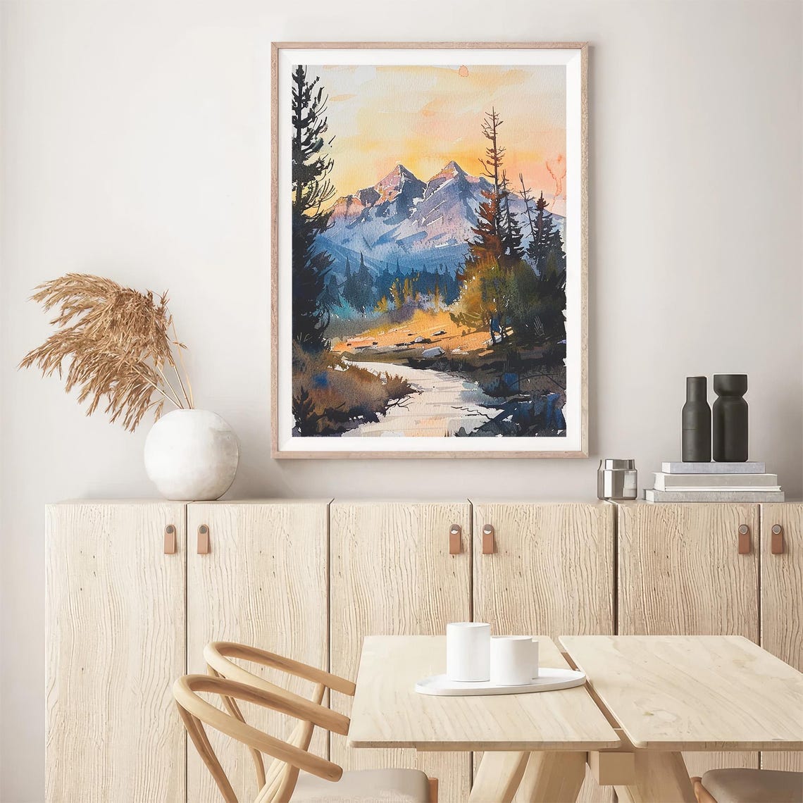 Colorado Mountain Lake Sunrise Pine Forest Watercolor Poster Nature - Image 5