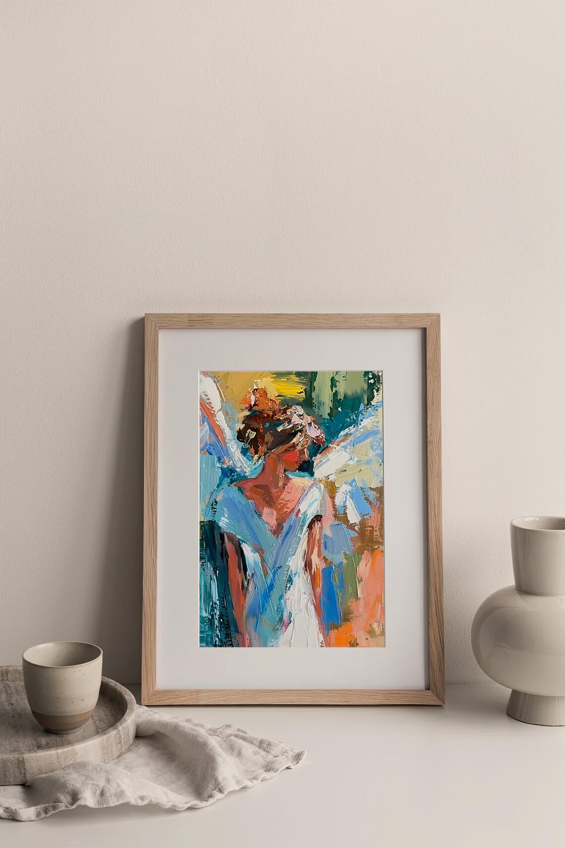 Abstract Angel Woman Blue Wings Impressionist Oil Painting Poster - Image 3
