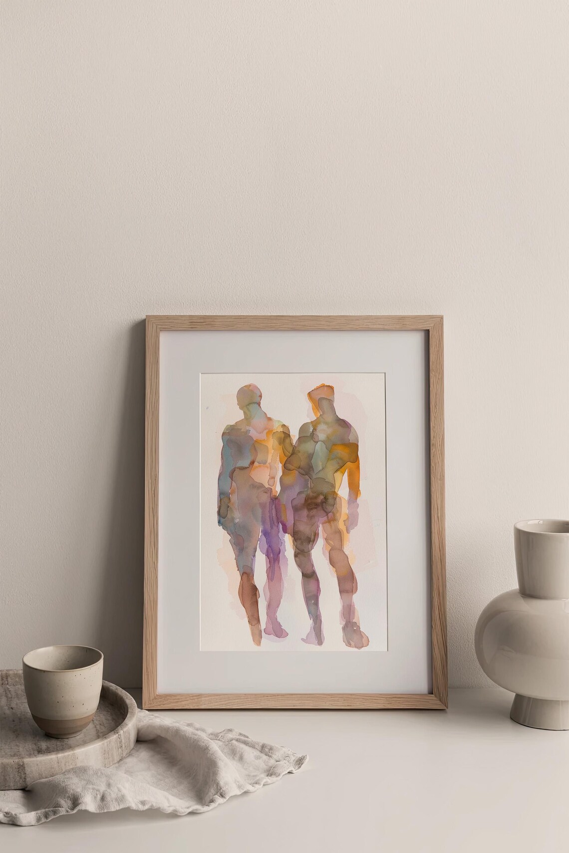 Male Bodies Watercolor Friendship Art Print - Image 3