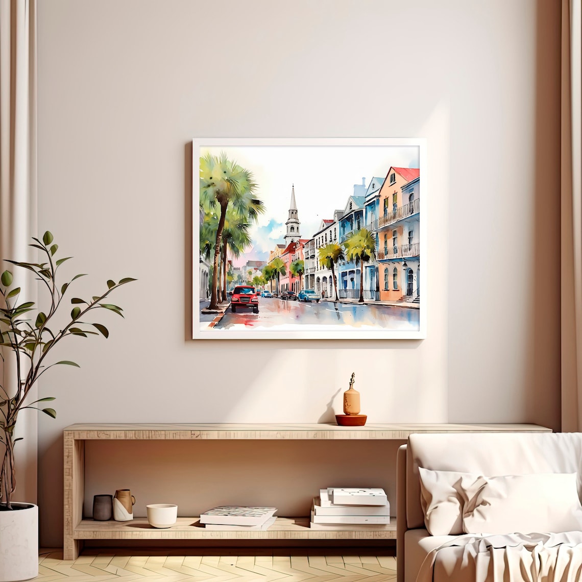 Charleston Watercolor Cityscape Art Print - Image 3
