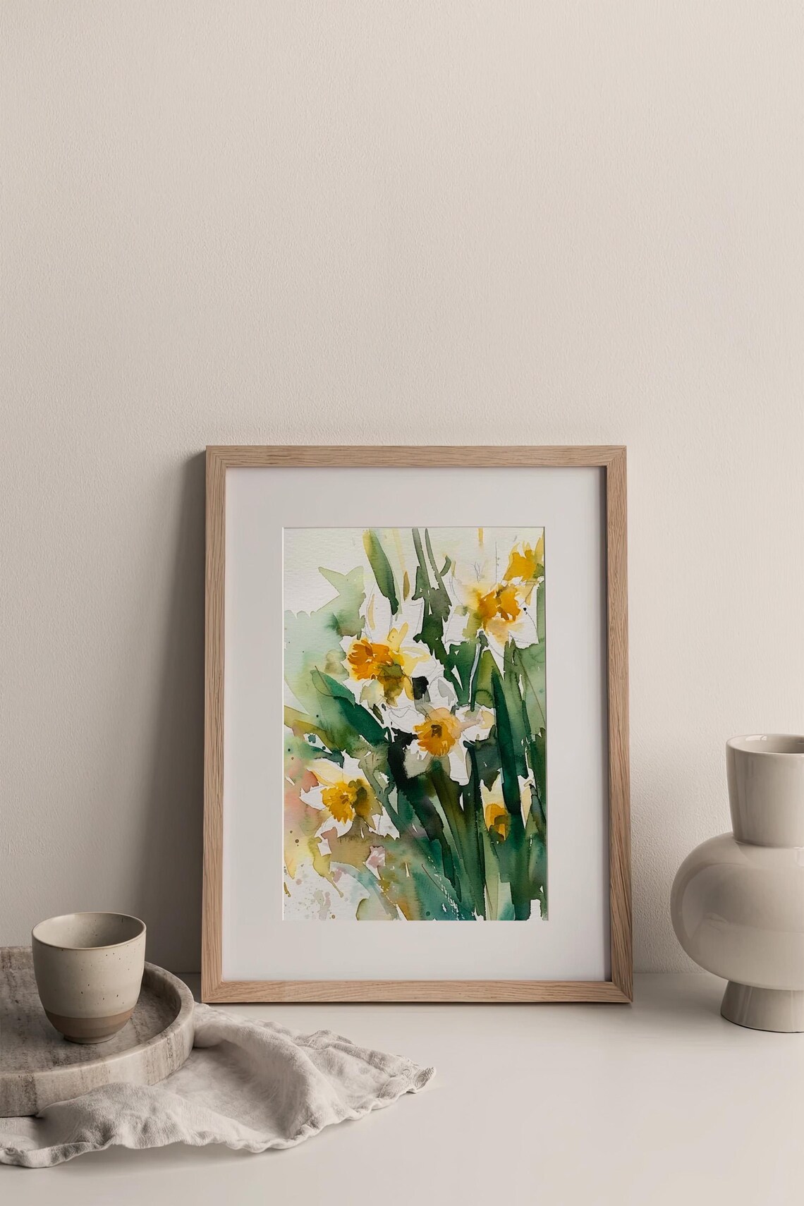 Daffodils Watercolor Art Print, Meadow Florals - Image 3