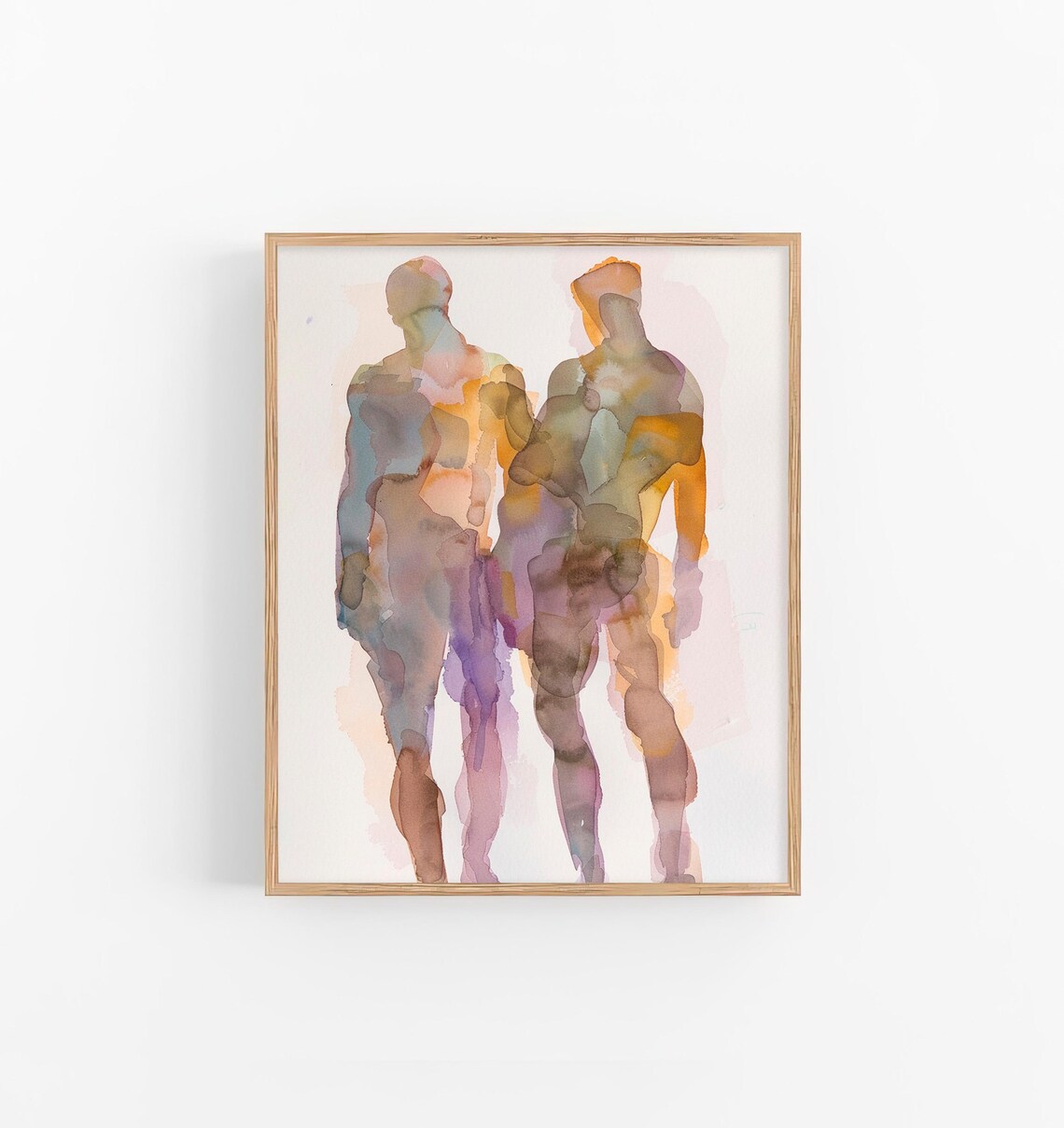 Male Bodies Watercolor Friendship Art Print