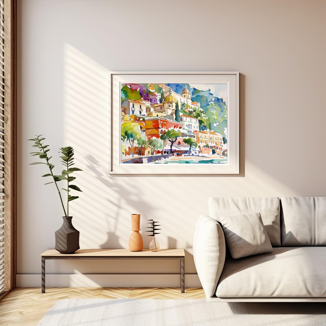 Positano Amalfi Coast Watercolor Painting Cinque Terre Art Print Seascape Cityscape Watercolor Artwork Travel Art Poster By Feelingprints - Image 2