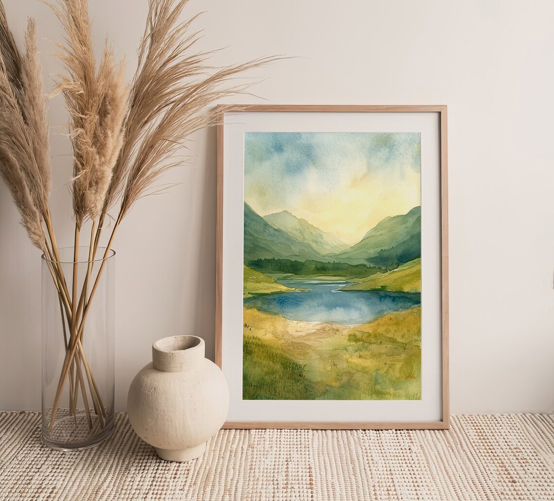 Lake District Watercolor Landscape Art Print, England - Image 3