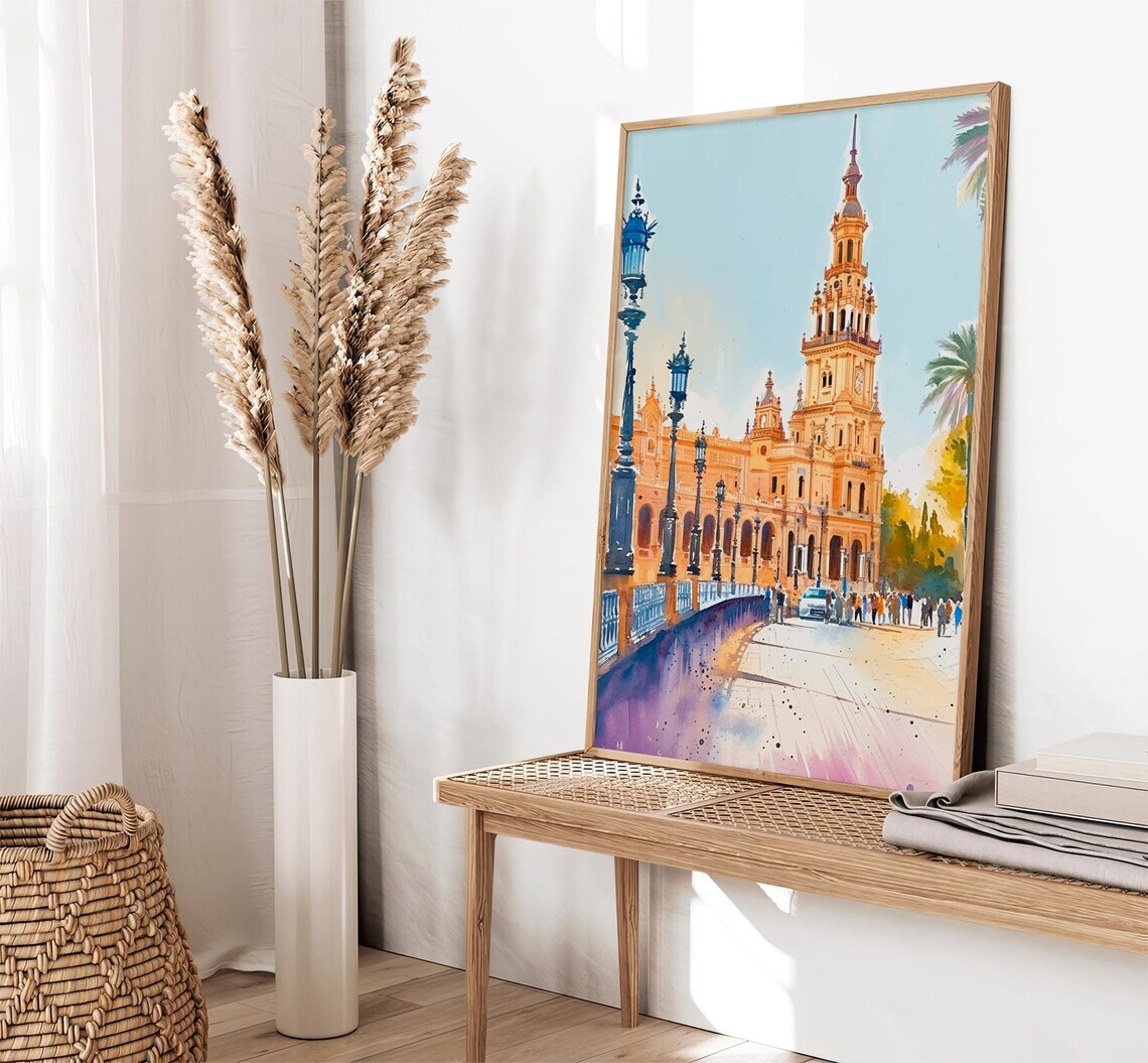 Seville Watercolor Art Print Spain Cityscape Artwork Spain Travel Art Poster Travel Gifts Wall Art By Feelingprints - Image 4