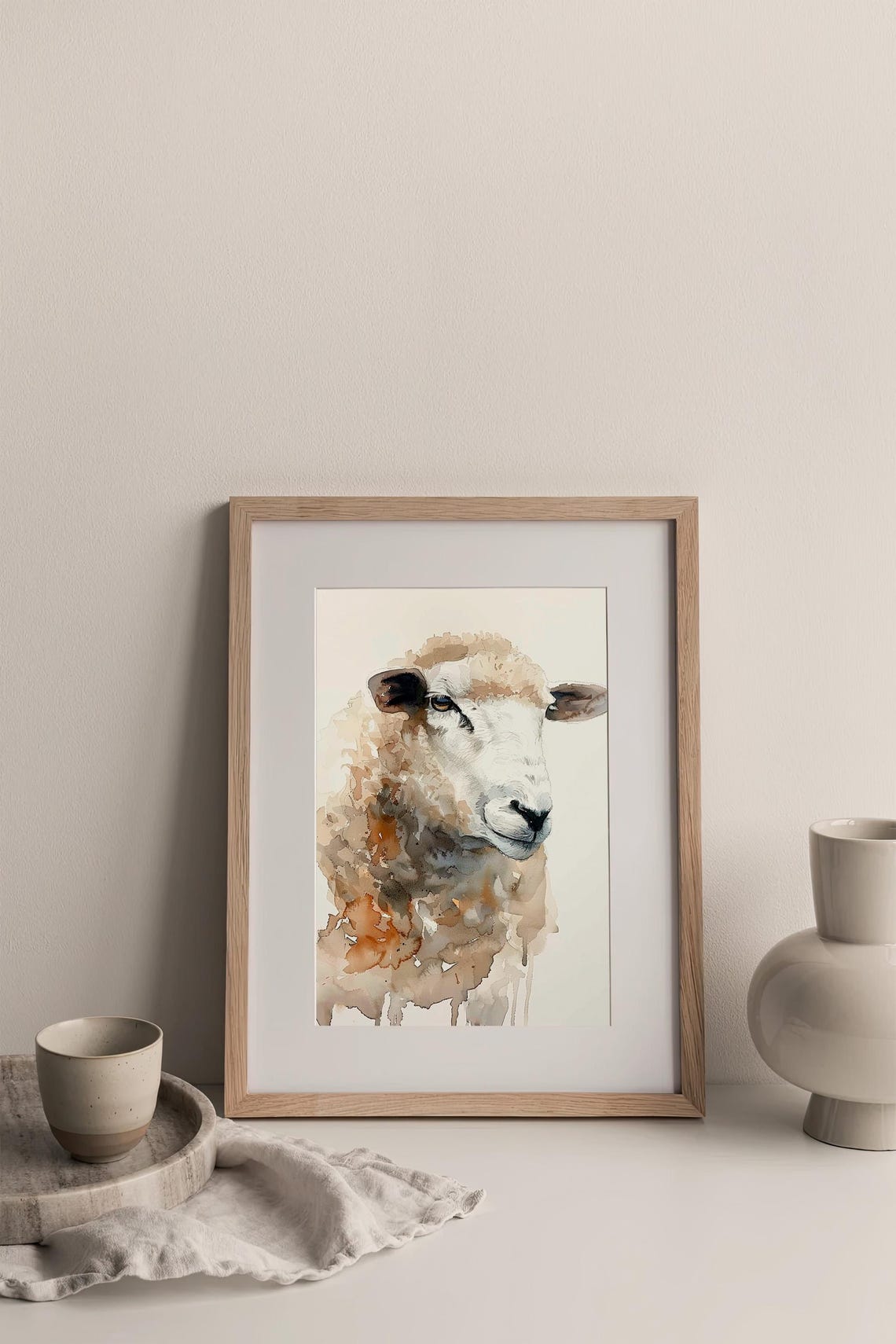Sheep Watercolor Portrait Rustic Neutral Farm Animal Decor Poster - Image 3
