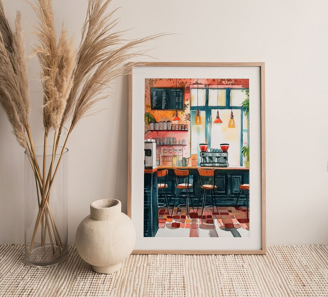 Cafe Watercolor Art Print, Coffee Kitchen Decor - Image 2
