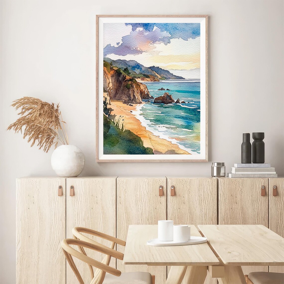 Big Sur California Coastline Cliffs Watercolor Seascape Poster - Image 5