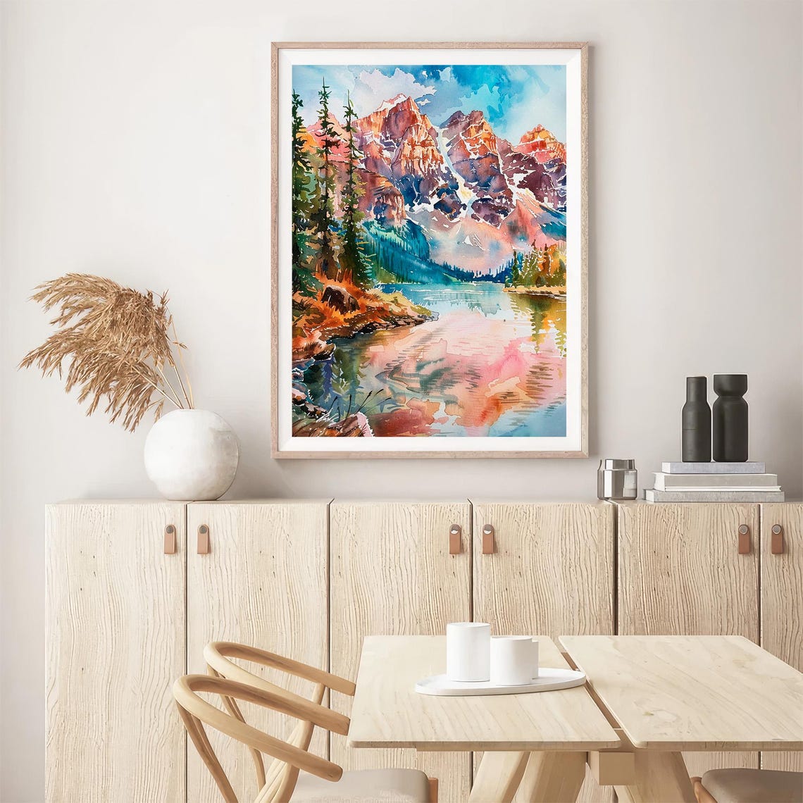 Colorado Rocky Mountains Sunset Lake Pines Watercolor Poster - Image 5