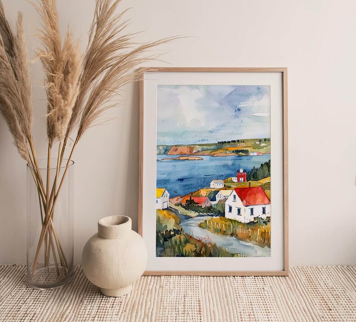 Newfoundland Watercolor Labrador Cityscape Art Print - Image 4