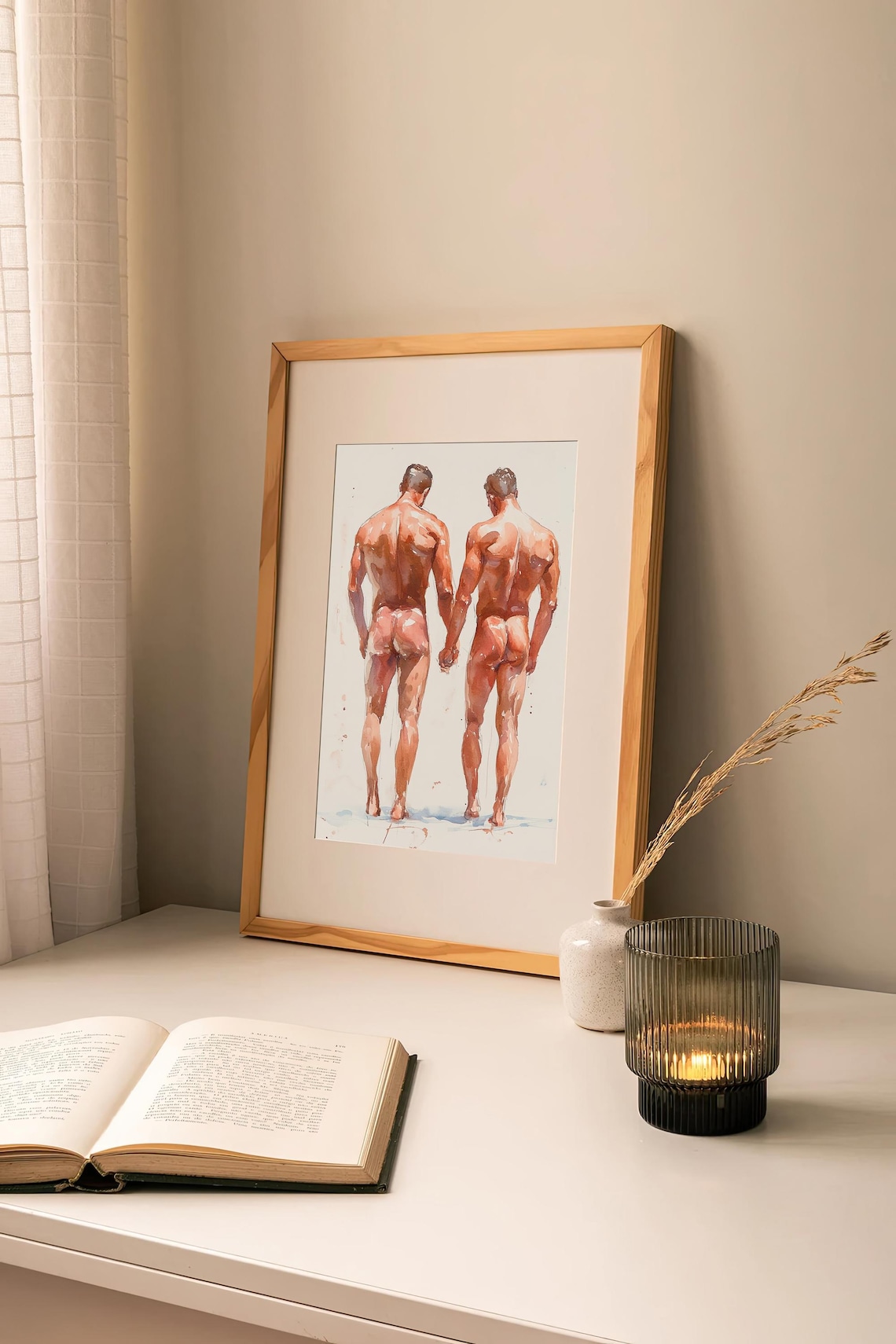Gay Bodies Watercolor Painting, Friendship Art Print - Image 2