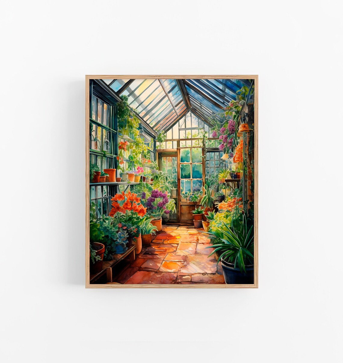 Greenhouse Watercolor Botanical Flower Art Print