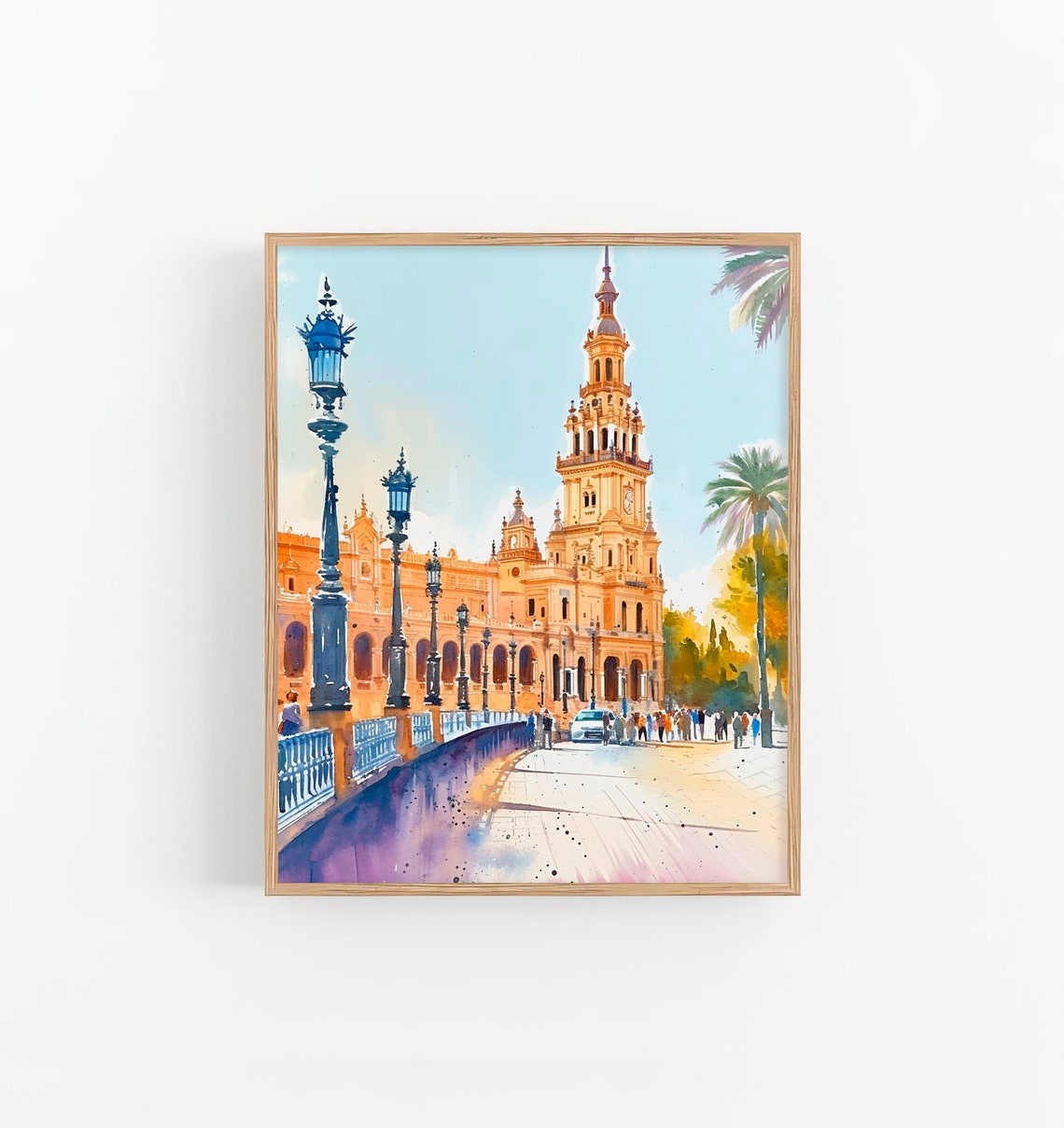 Seville Plaza de Espana Spain Watercolor City Landmark Poster