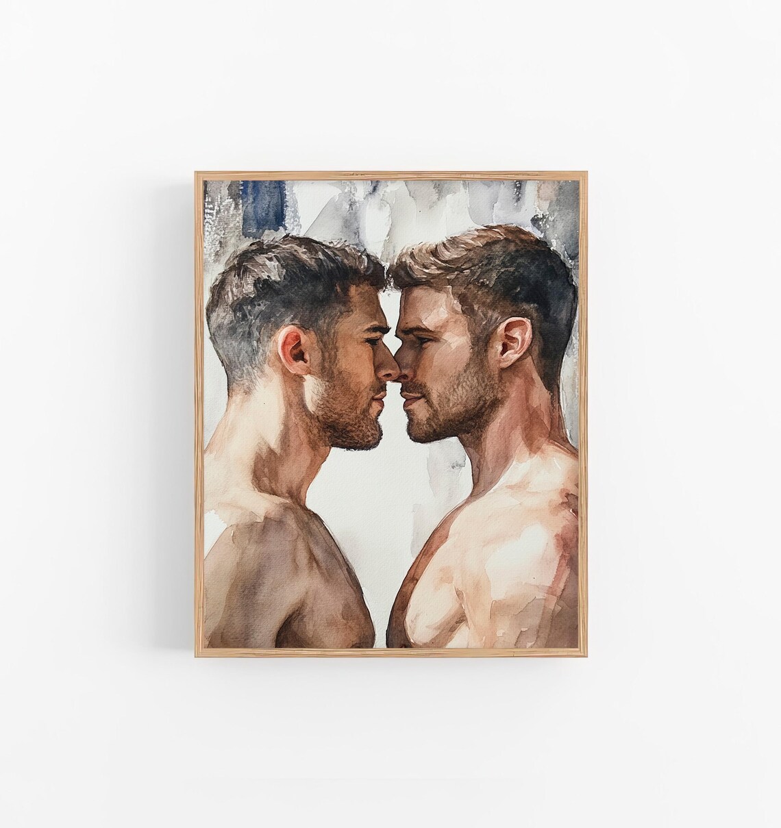 Kissing Male Bodies Watercolor Art Print