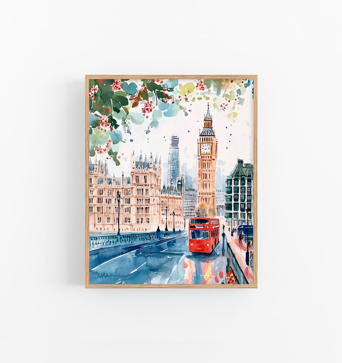 London Cityscape Watercolor Art Print, Big Ben