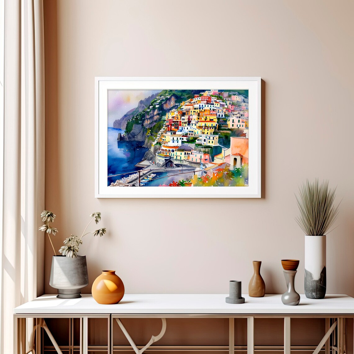 Cinque Terre Watercolor Travel Poster, Amalfi Coast - Image 5