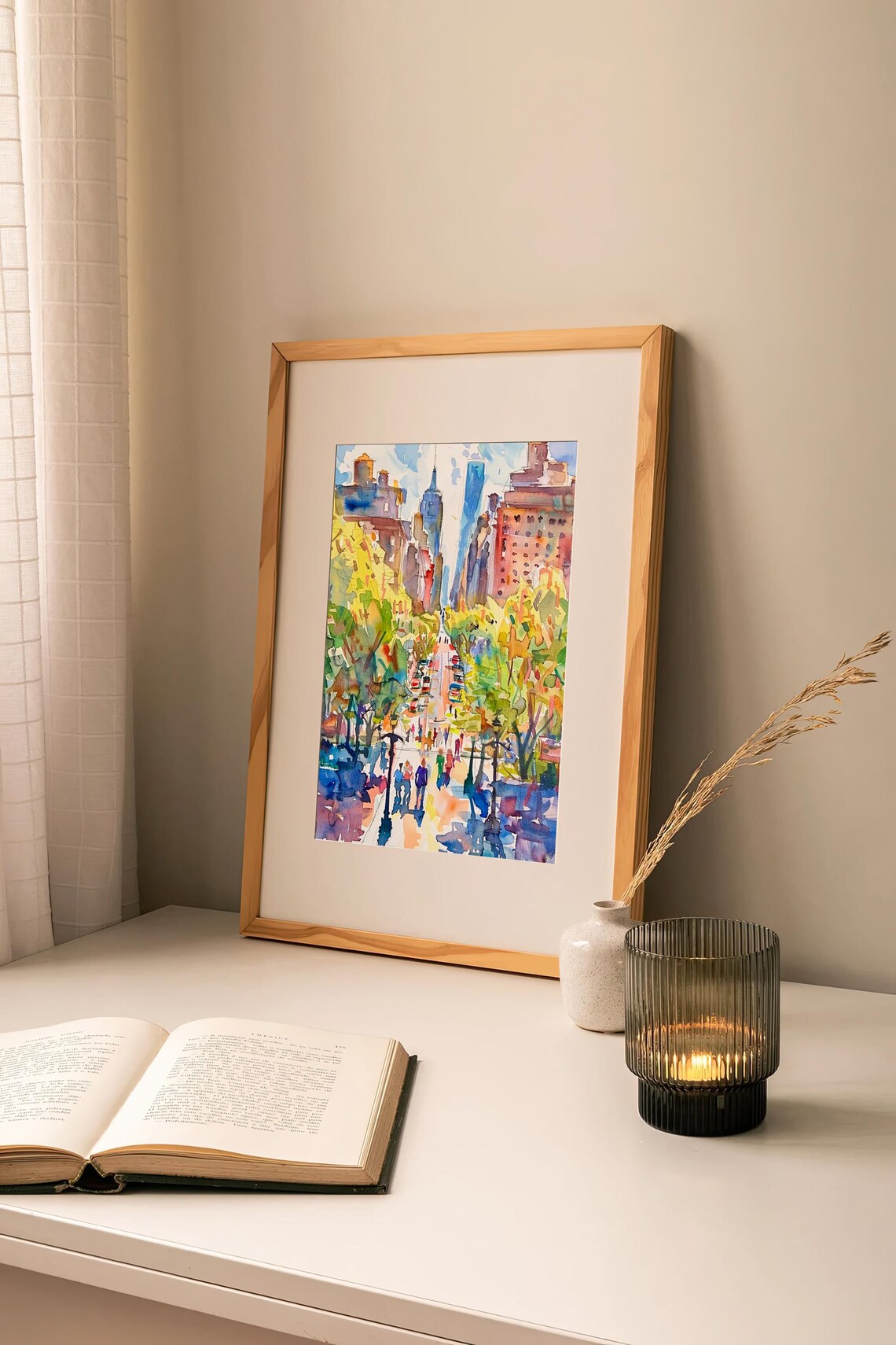 Washington Square New York City Autumn Street Watercolor Poster - Image 3