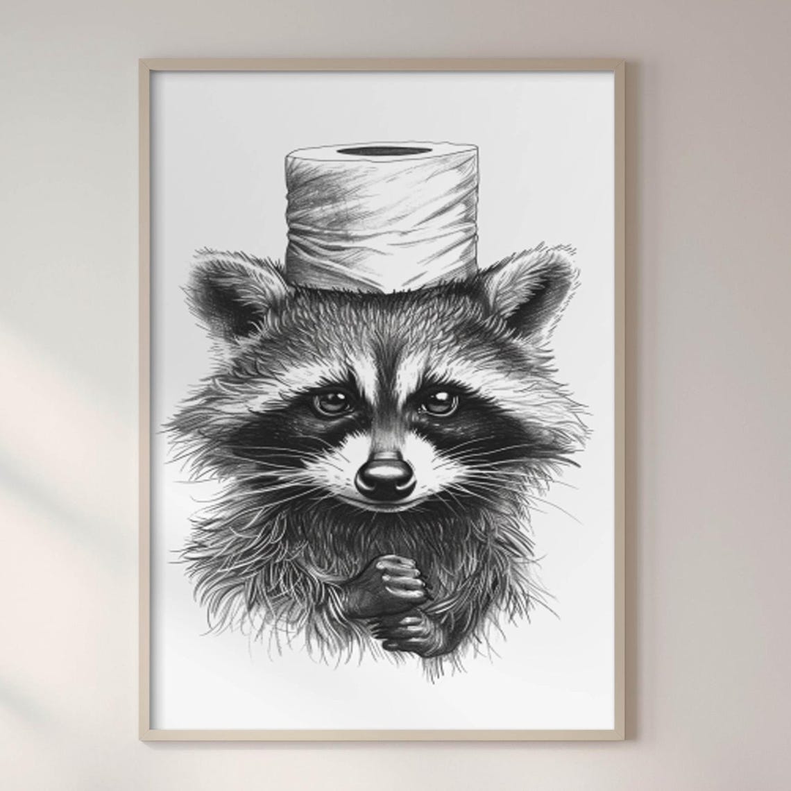 Raccoon Room Decor Raccoon Bathroom Portrait Funny Raccoon Painting Raccoon Rustic Poster Minimalist Raccoon Print Raccoon Gallery Art