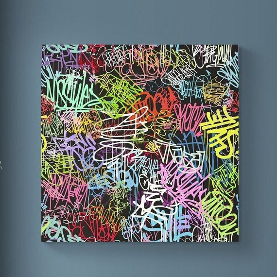 Fine Art Graffiti Style Canvas Wall Colorful Street Inspired Abstract Home Decor