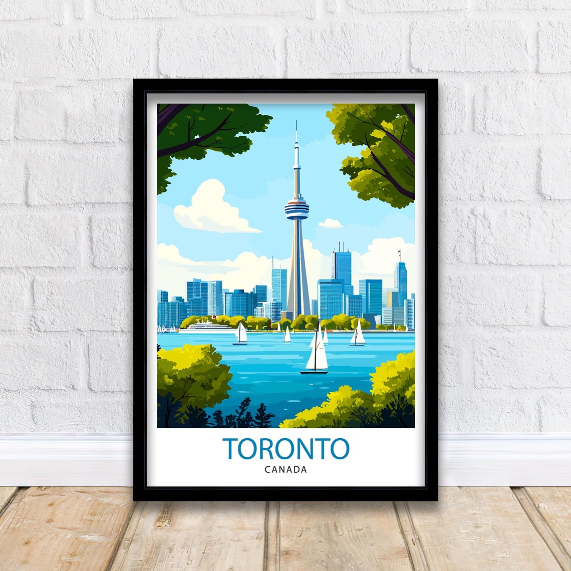 Toronto Canada CN Tower Harbour View Skyline Sailboats Wall Art