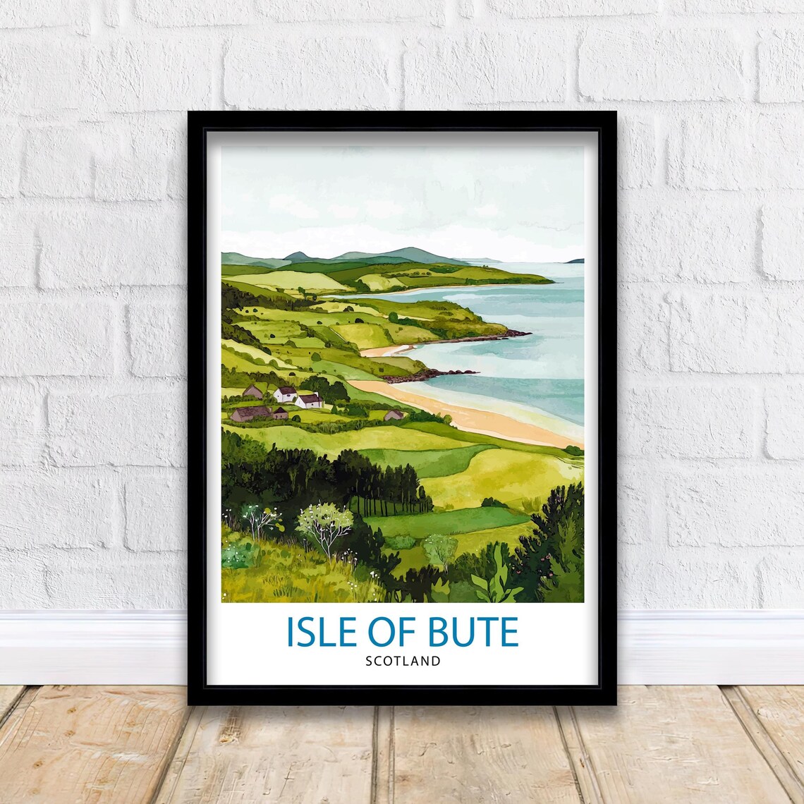 Isle Of Bute Scotland Green Rolling Hills Coastal Bay Wall Print