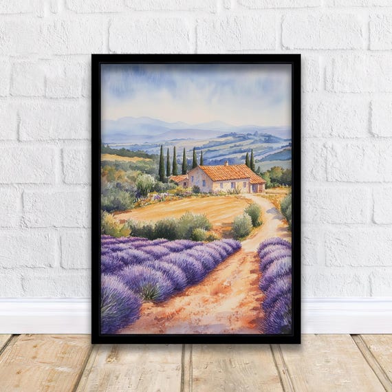 Provence Watercolor French Landscape Art Print