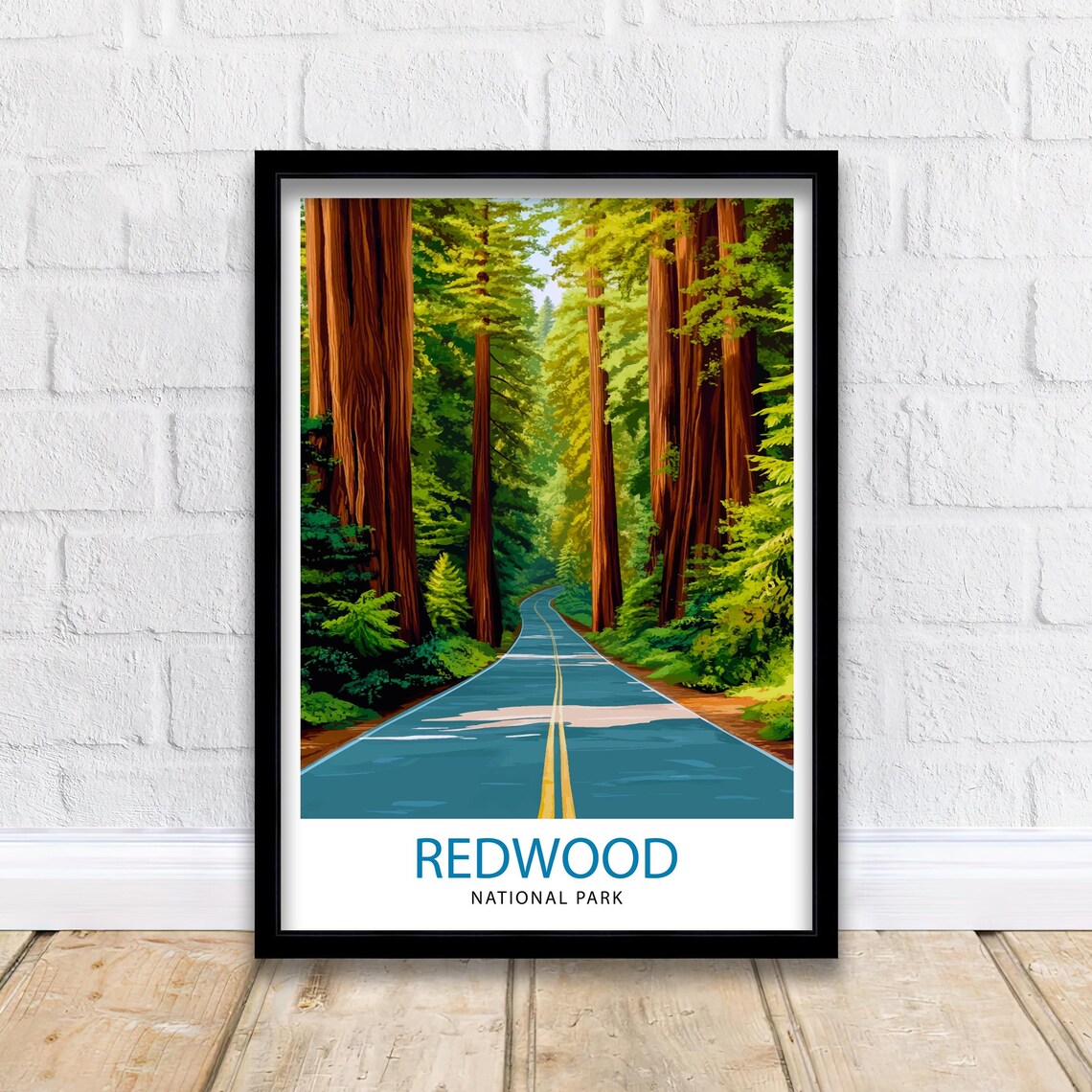 Redwood National Park Giant Trees Road Vintage Travel Poster