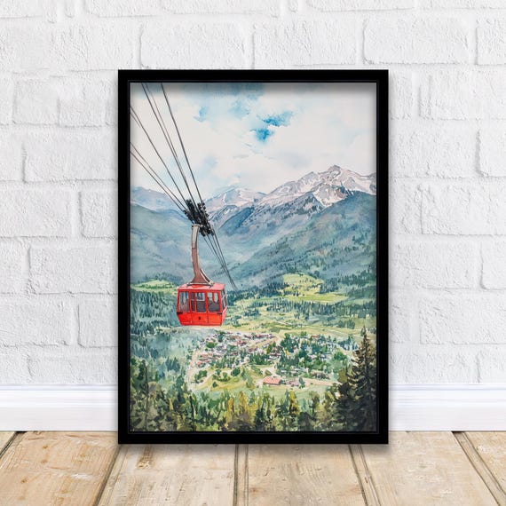 Estes Park Watercolor Painting, Colorado Landscape Art Print