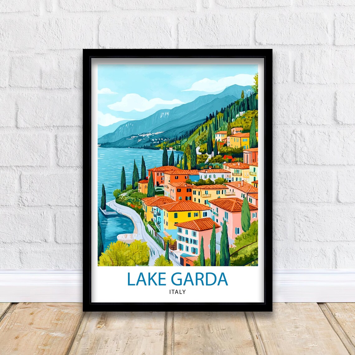 Lake Garda Italy Travel Poster, Garda Landscape