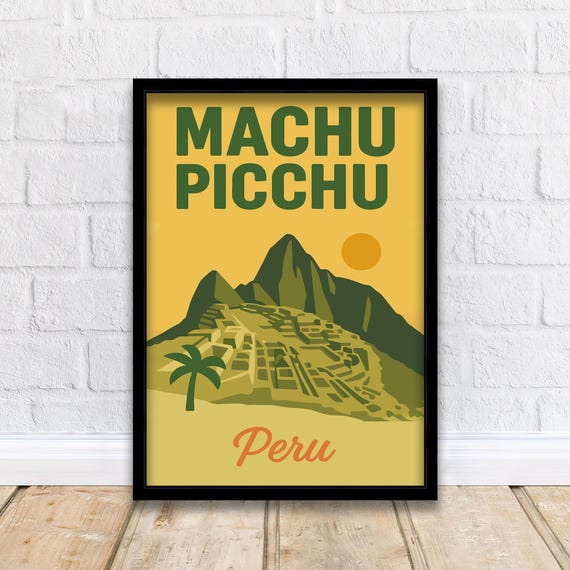Machu Picchu Vintage Travel Poster Peru Art Print Scenic Inca Ruins Decor Gift For Lovers Wanderlust