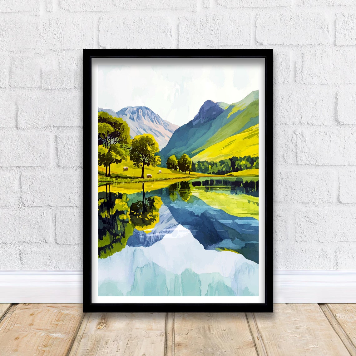 Buttermere Lake District Mirror Lake Trees Fells Reflection Art Poster