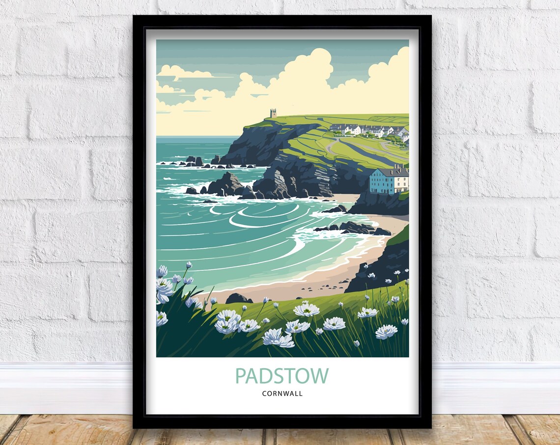 Padstow Travel Poster, Cornwall Coastal Town