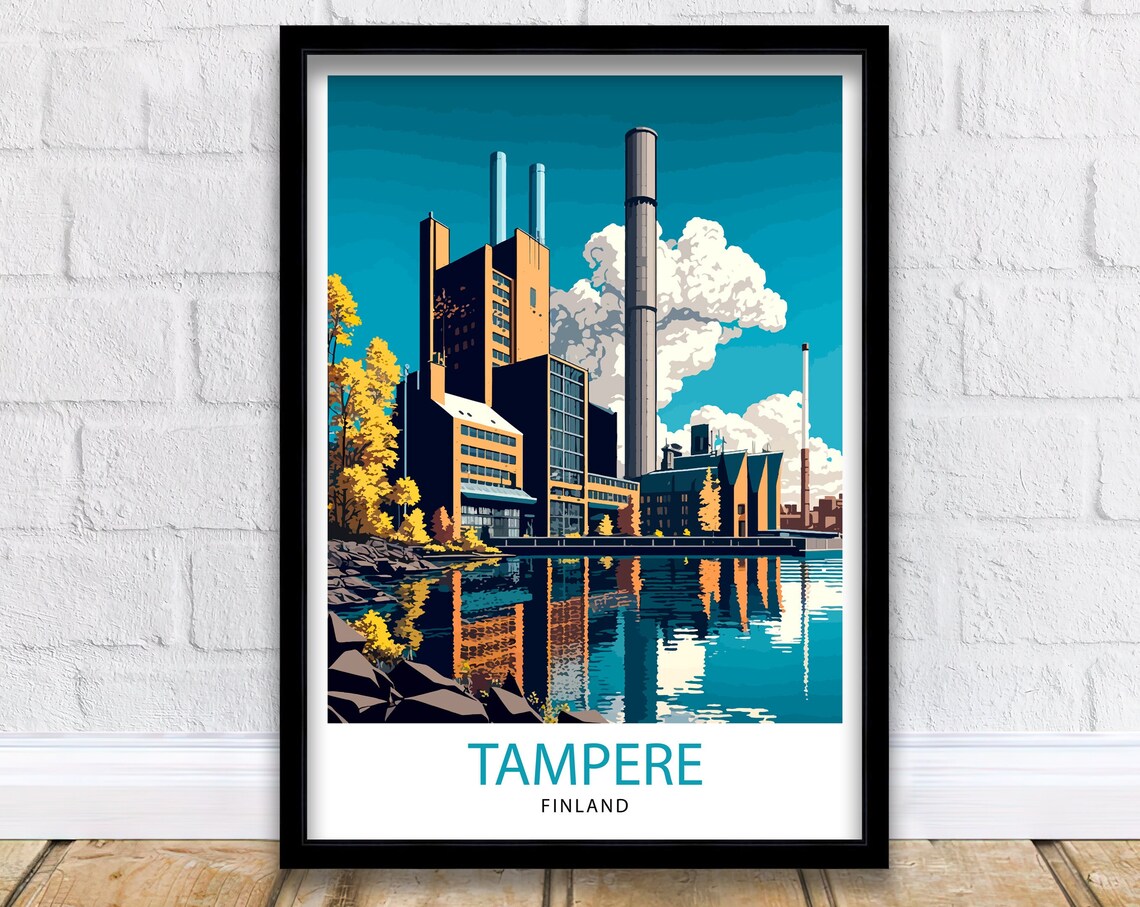 Tampere Finland Travel Poster, Cityscape Illustration