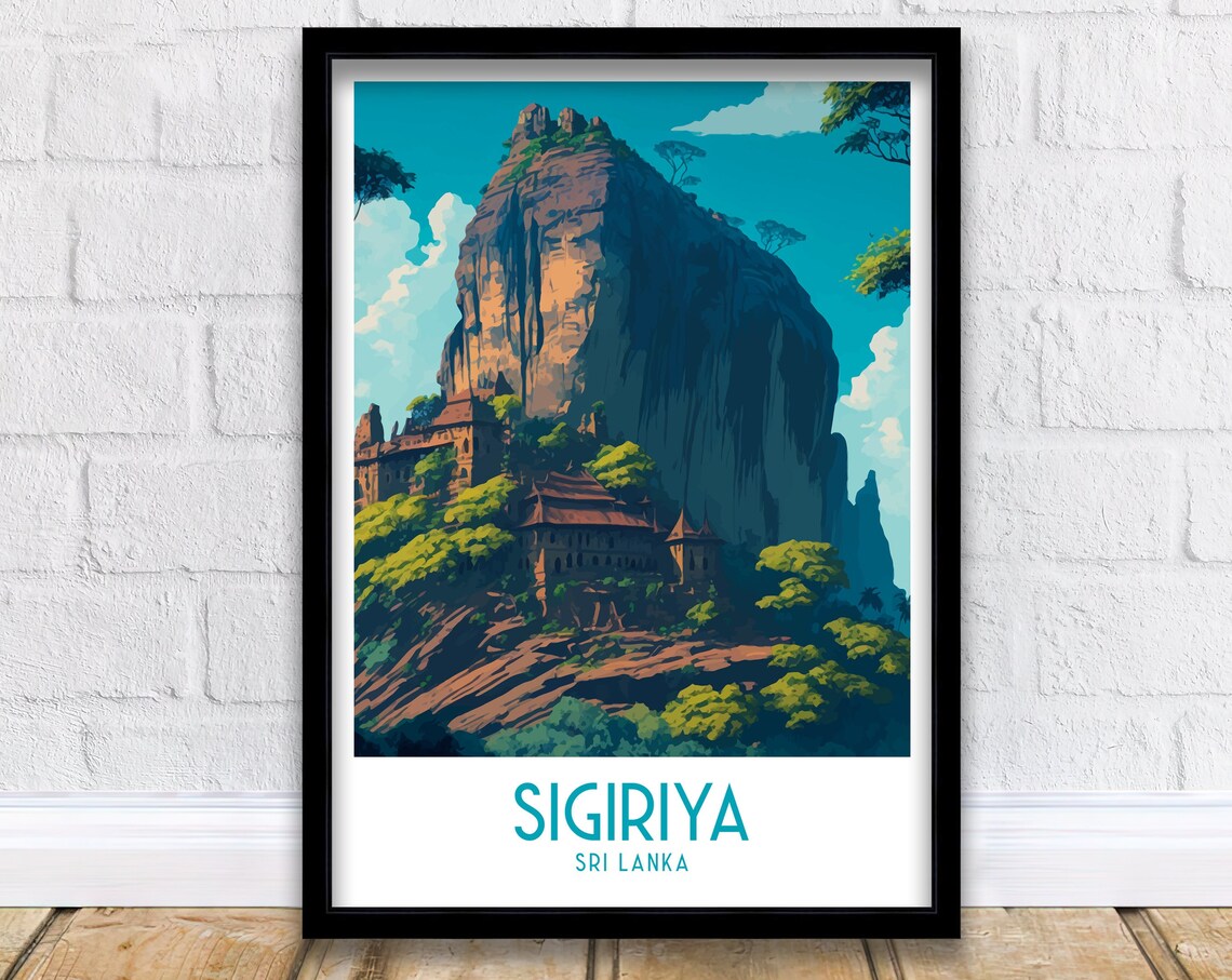 Sigiriya Travel Poster, Sri Lanka Landscape Art Print