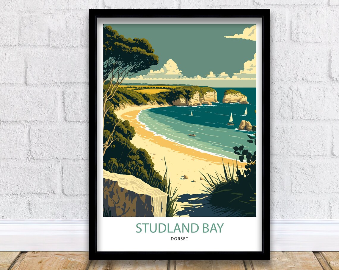 Studland Bay Travel Poster, Dorset Coast