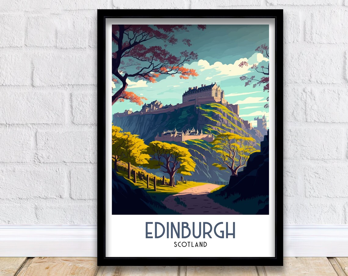 Edinburgh Travel Poster, Scotland Wall Art Print