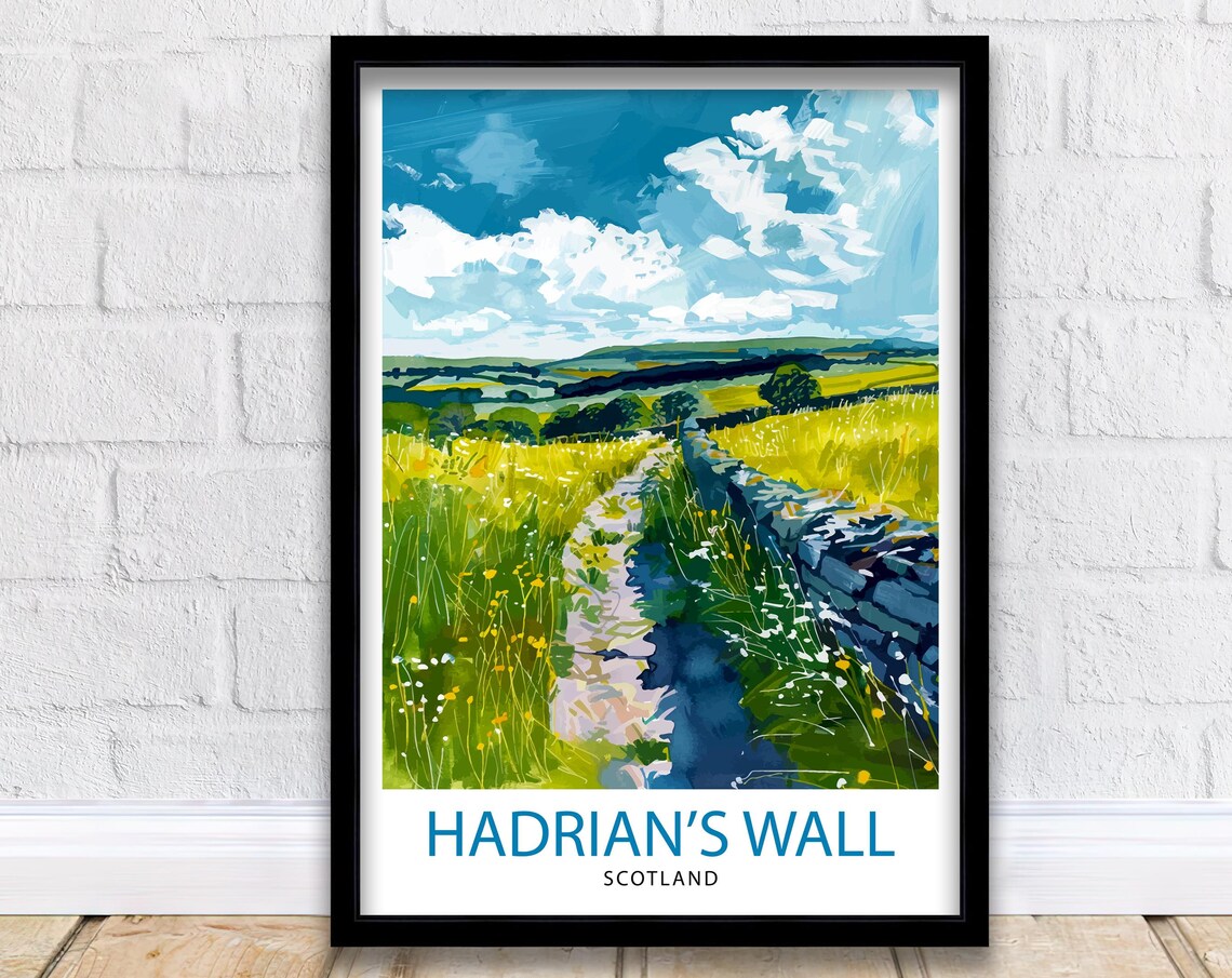 Hadrian's Wall England Travel Poster, British Landmark