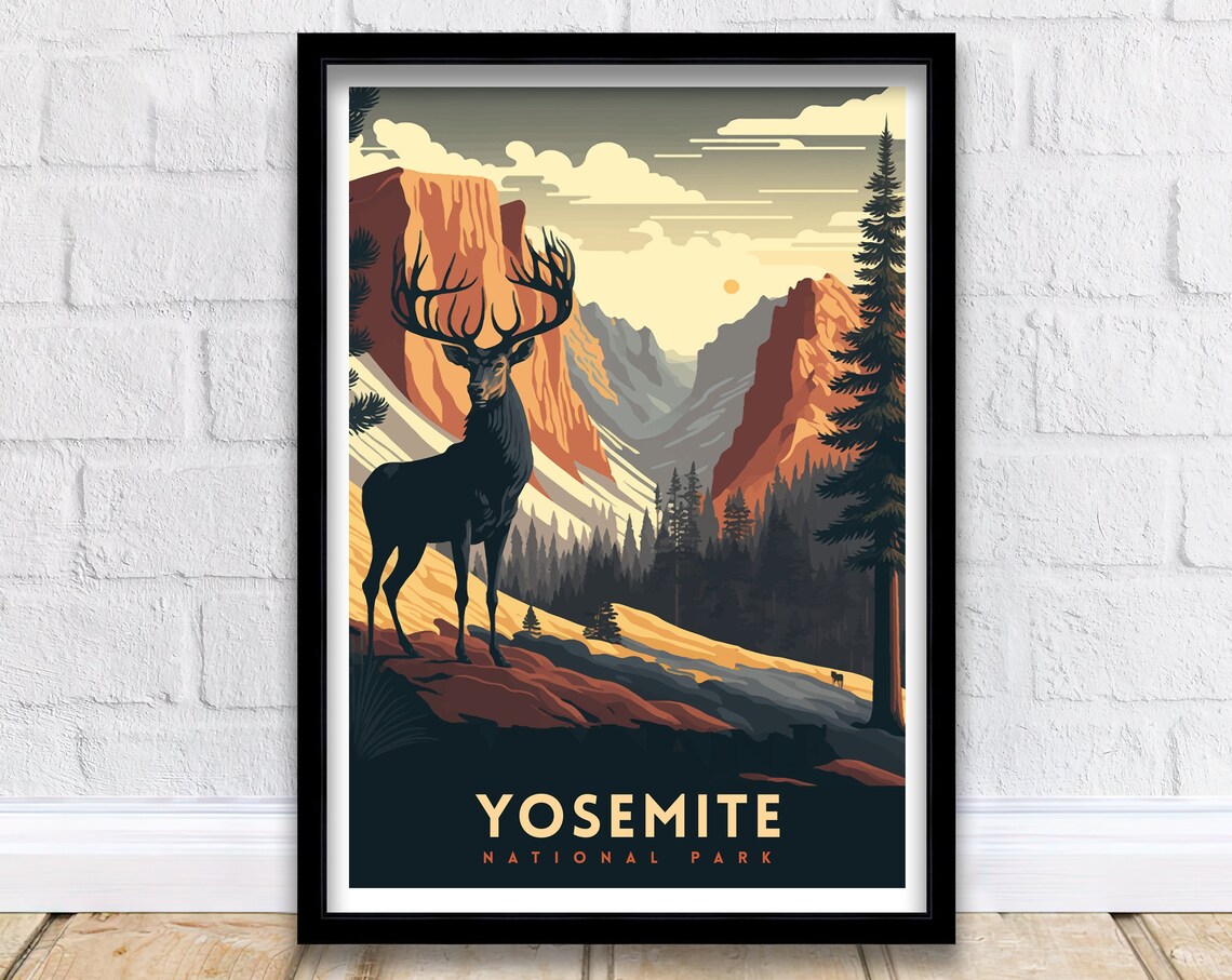 Yosemite National Park Travel Poster, National Park Print
