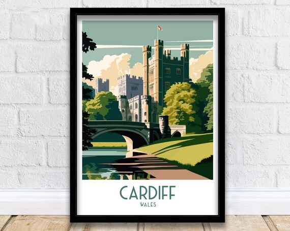 Cardiff Travel Poster, Cardiff Castle Wall Art