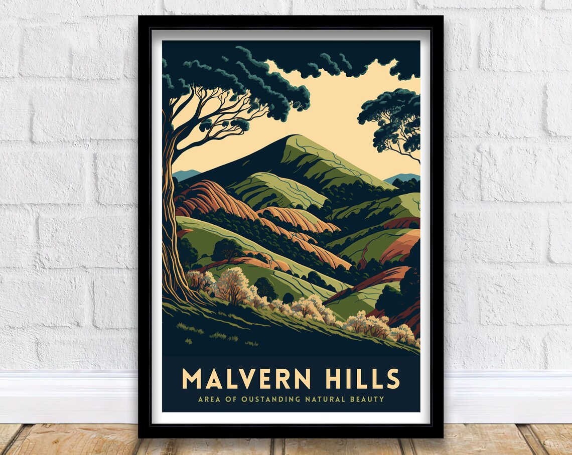 Malvern Hills Worcestershire Travel Poster