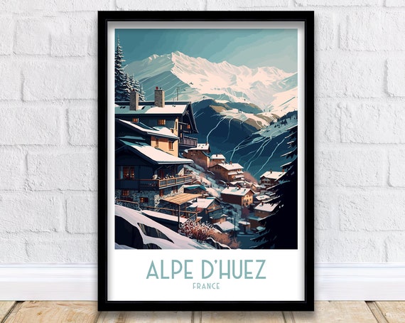 Alpe Dhuez Ski Print Alpe Dhuez Poster Ski Poster Ski Art Alpe Dhuez Ski Print Ski Wall Art Skiing Print Retro Ski Poster
