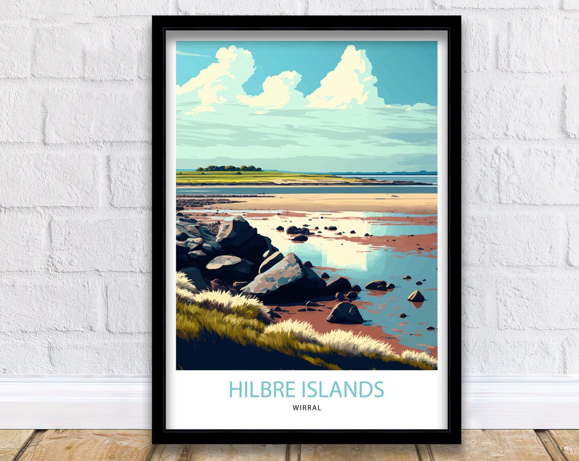 Hilbre Islands Travel Poster, Merseyside Liverpool Wirral