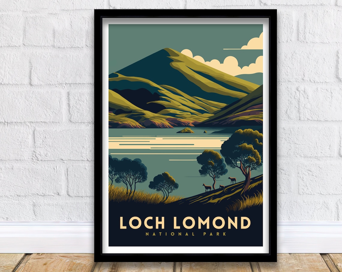 Loch Lomond Scotland Travel Poster, Place Print