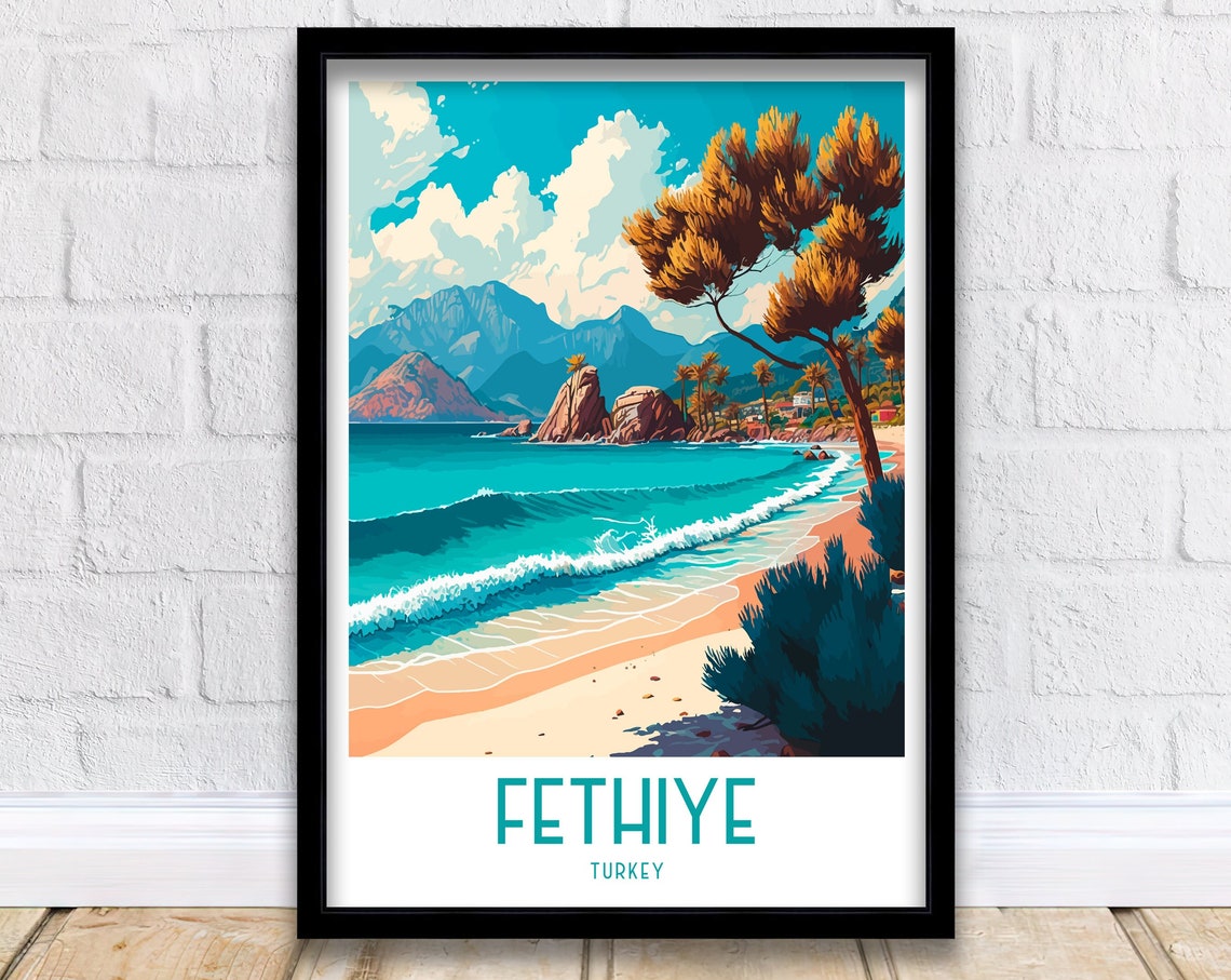 Fethiye Turkey Travel Print Fethiye Wall Decor Fethiye Home Living Decor Fethiye Illustration Travel Poster Gift For Fethiye Turkey
