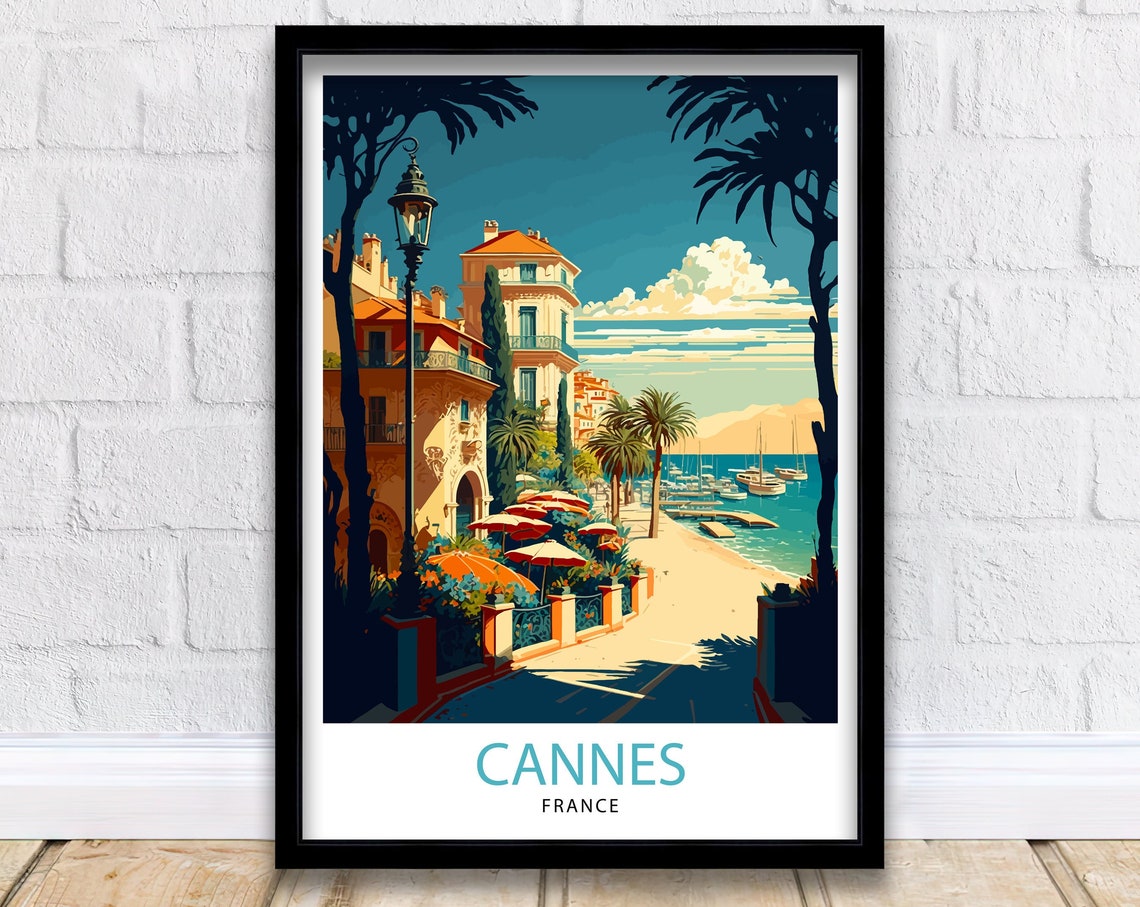 Cannes French Riviera Travel Print Cannes Wall Art France Travel Poster Gift For Travelers Home Living Decor