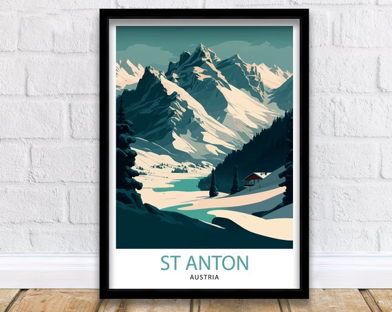 St Anton Ski Resort Print Austria Skiing Wall Art Winter Sports Decor Skiing Gift Travel Poster Austrian Ski Print Austria Ski Print