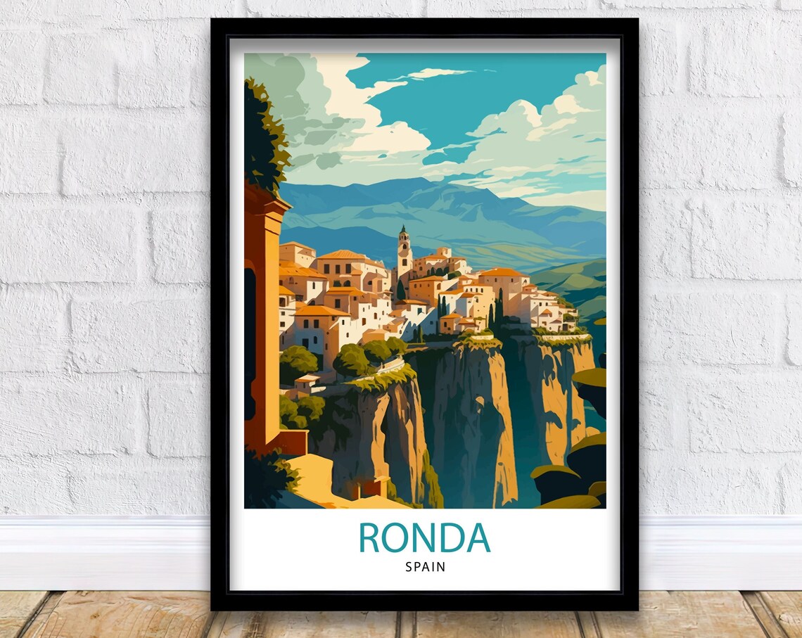 Ronda Spain Travel Poster, Europe Wall Decor