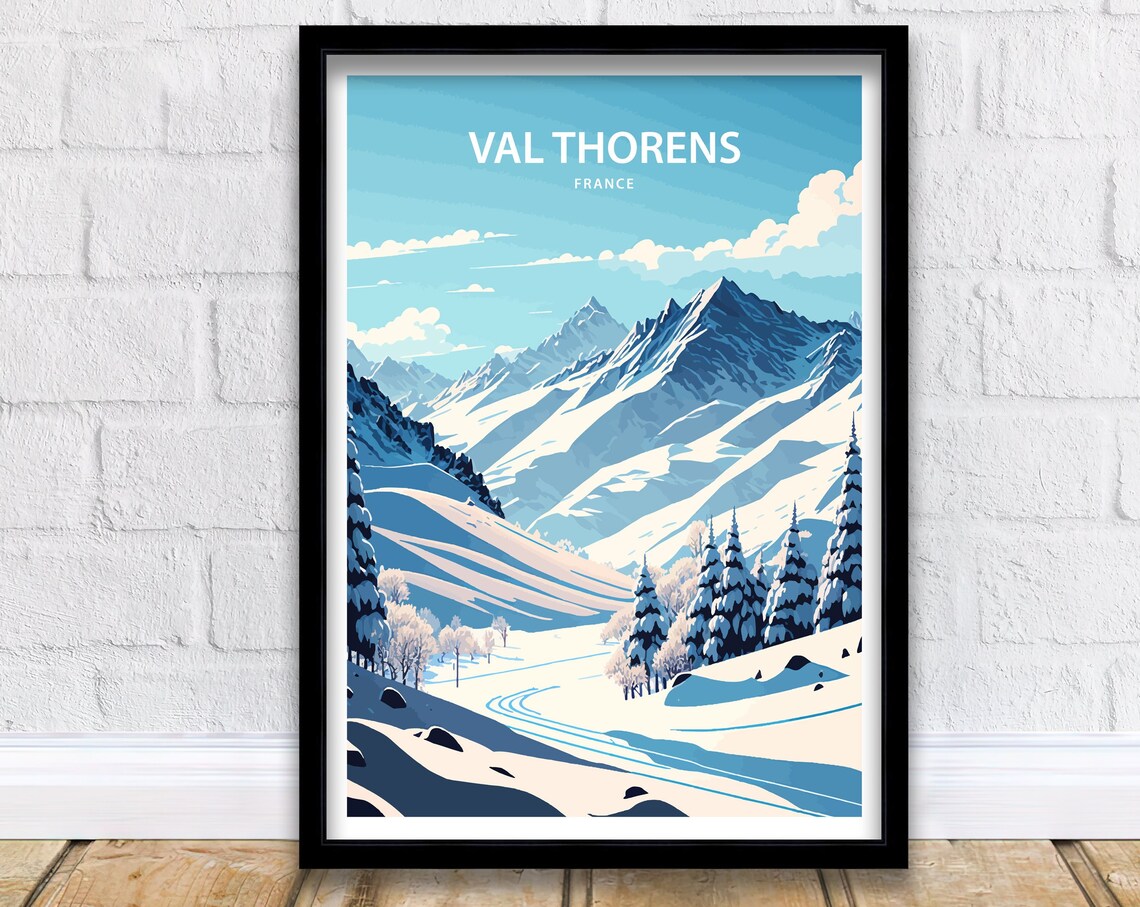 Val Thorens Travel Poster, France Ski Destination