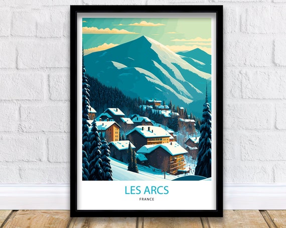 Les Arcs Travel Print Ski Poster Ski Print Les Arcs France Skiing Les Arcs Print Skiing Poster Snowboarding