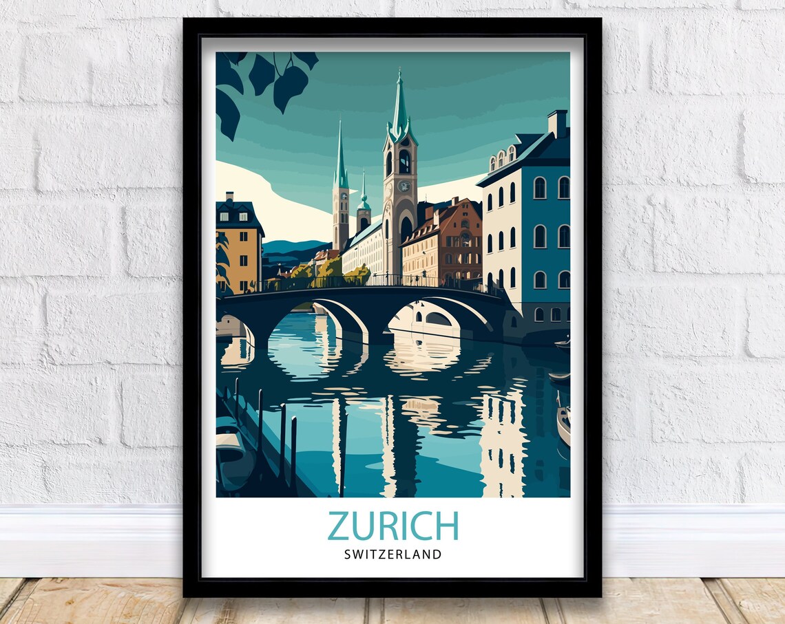 Zurich Switzerland Travel Poster, Home Decor